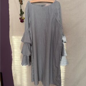 Philosophy Black and White Striped Long Sleeve Dress